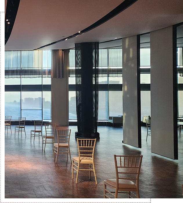 Luxury venue interior with elegant dining setup