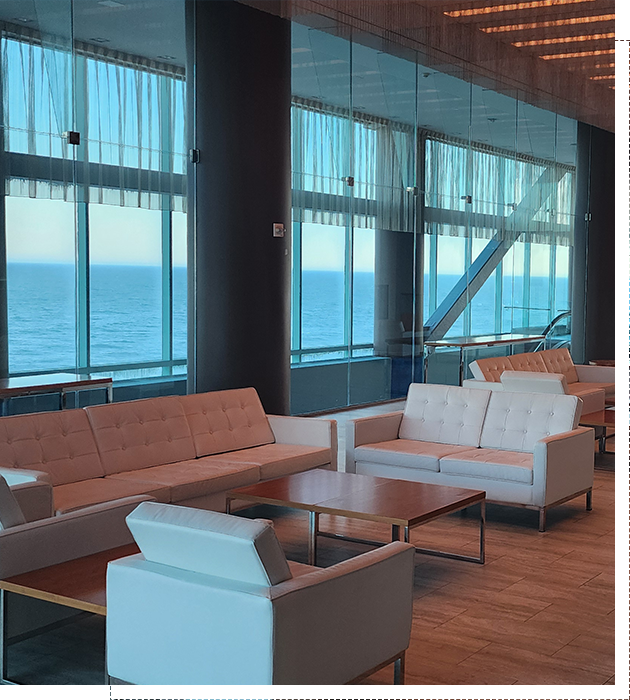 Modern venue space with sophisticated lighting