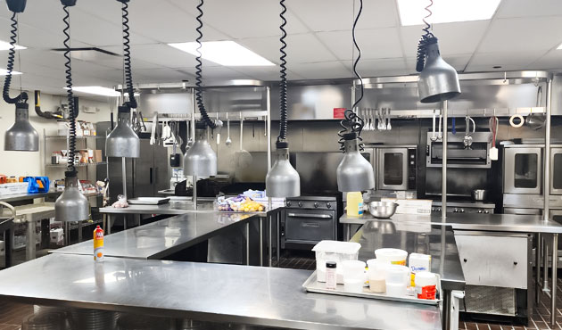 Professional chef's kitchen for culinary events
